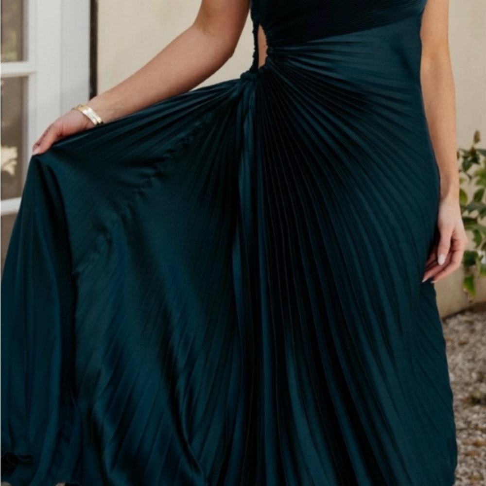 Baltic Born Elegant One Shoulder Dark Teal Dress